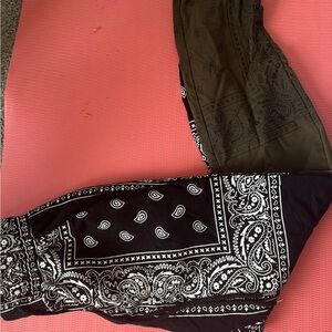 Two-Piece Black and Olive Bandana Print Pants